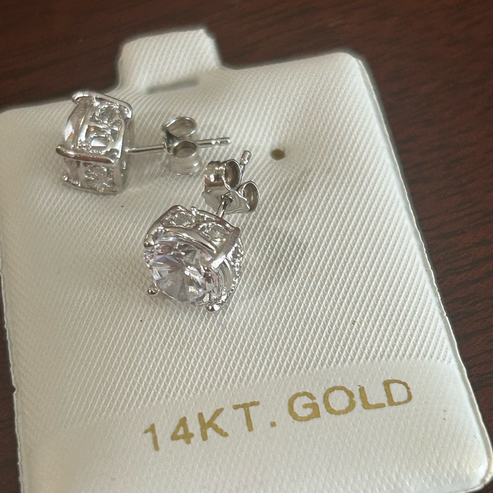 14KT Gold Silver Stud Earrings